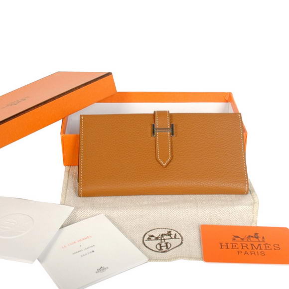 High Quality Hermes Bearn Japonaise Original Leather Wallet H8033 Camel Fake - Click Image to Close